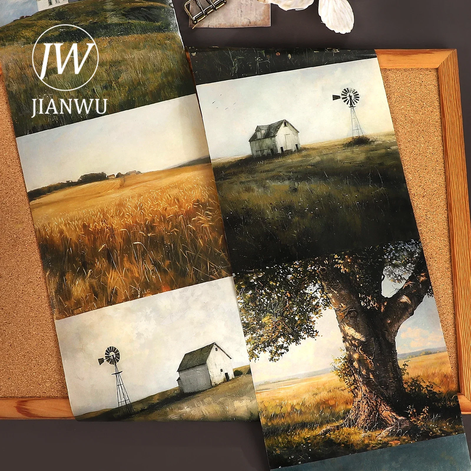 JIANWU 15cm*214cm Vintage Grassland Tree Landscape Material Collage Scrapbooking Washi Tape Creative DIY Journal Stationery