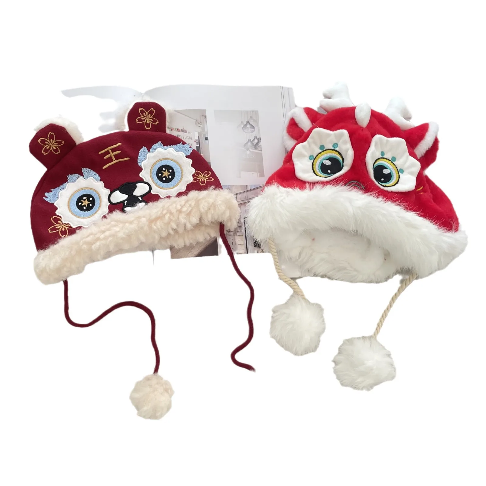 النمط الصيني قبعة الأطفال الرجعية أفخم الخريف والشتاء الدافئة سميكة ليو فنغ قبعة 2025 طفل جديد لطيف قبعة