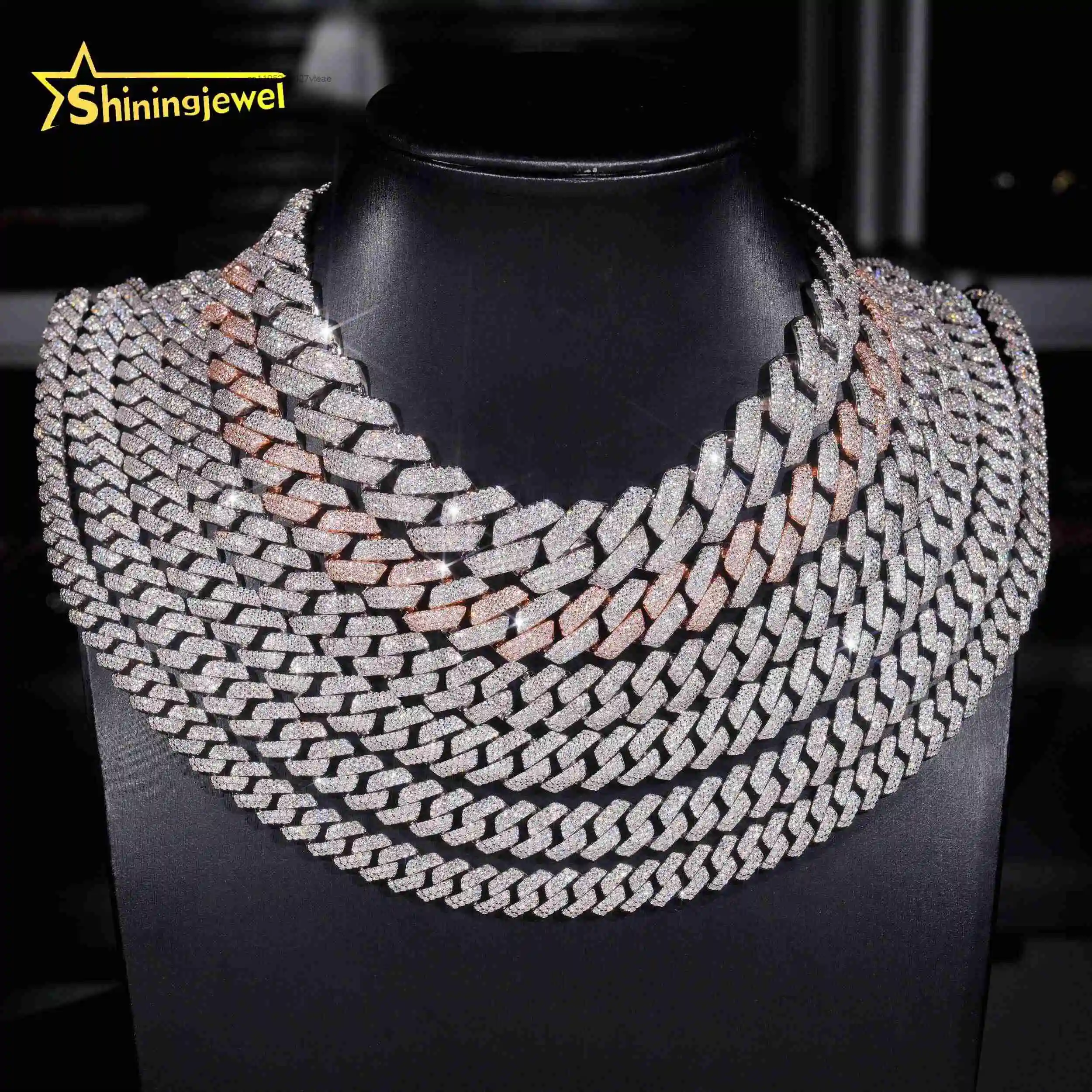 Jewelry Hop Hip Classic 10mm 12mm 13mm 14mm 15mm 18mm Moissanite Diamond Iced Out 925 Sterling Silver Cuban Link Chain..