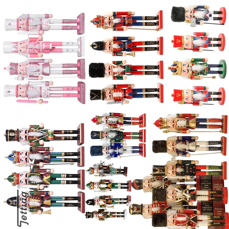 

Cartoon Walnut Soldier Figurine Christmas Ornament Colorful Wooden Nutcracker Puppet Figure Desktop Decor Craft Home Decoration