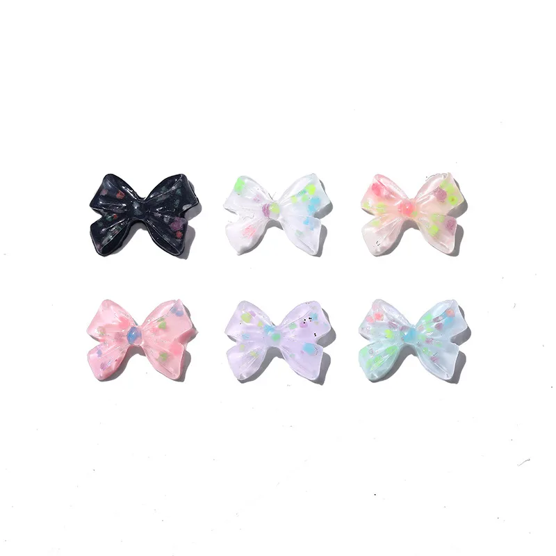 New 10pcs Night Light Bow Nail Resin Jewelry Three Dimensional Versatile Colorful Bow TieDIY Nail Art Decorations  Nail Supplies