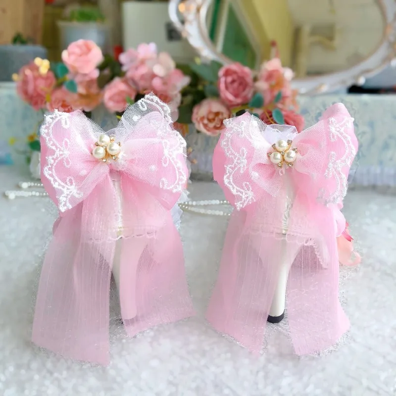 Original Handmade Lolita รองเท้ารองเท้าแต่งงานเจ้าสาว Gorgeous สตรีปั๊มสีชมพูรอบหัวรองเท้าส้นสูง Loli Tea Party รองเท้าส้นสูงสีชมพู