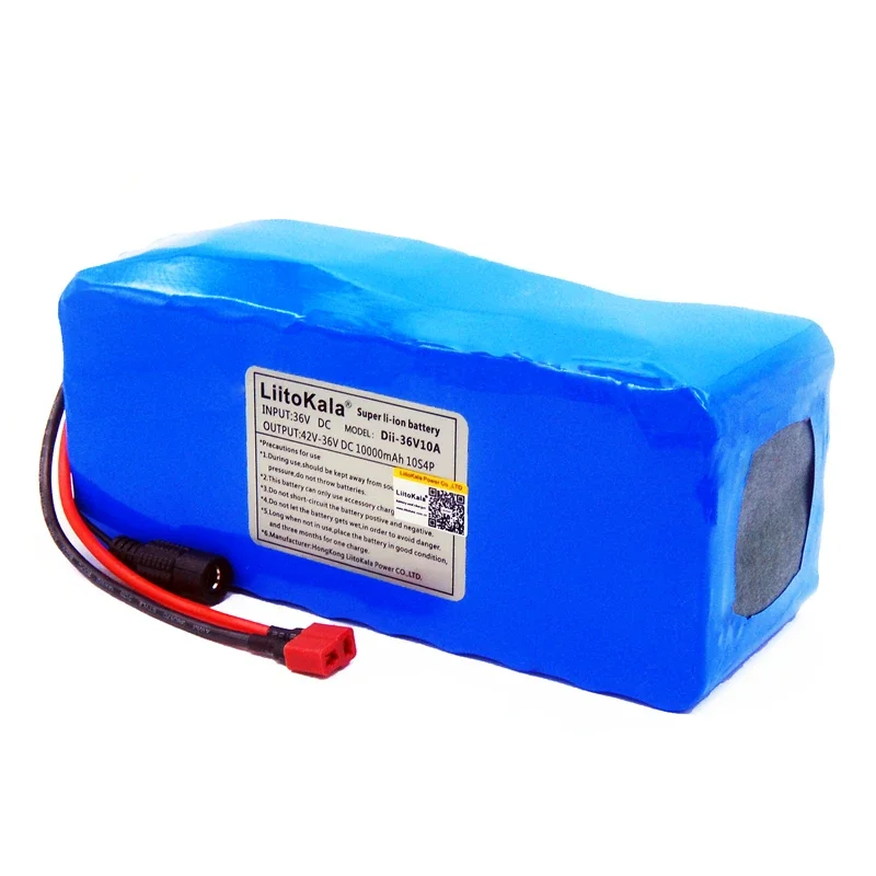 Liitokala-リチウム電池パック,BMS, 36V, 10Ah, 500W,高出力および容量,42V, 18650,電動自転車,スクーター用