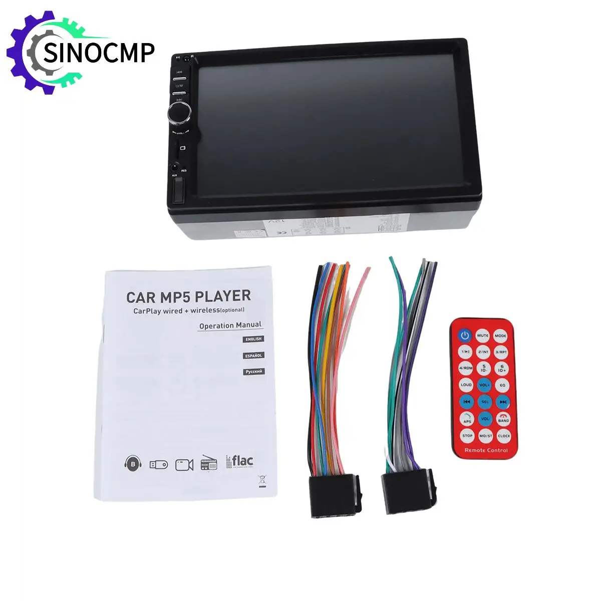 

7 Inch Double Din F7018C 12~14.4V HD Touchscreen Car Radio Support Video output Car Dual Spindle MP5 USB/AUX/TF/FM Touch Screen