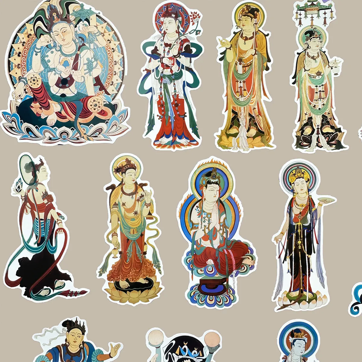 Vintage Dunhuang Mogao Grottoes Flying Apsaras Mural Sticker DIY Decor for Journal Notebook Phone Case Scrapbook