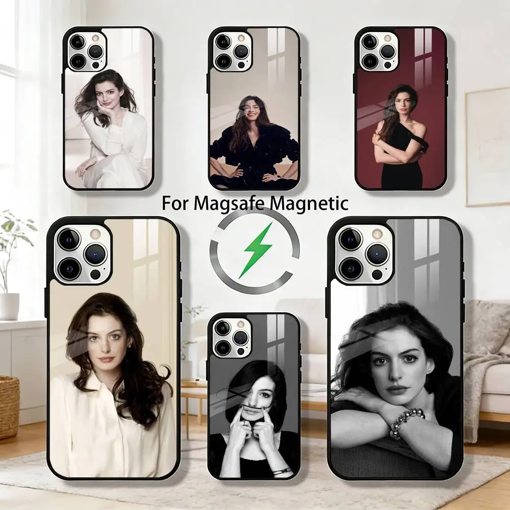 

Actor A-Anne H-HathawayS Phone Case For iPhone 17,16,15,14,13,12,Plus,Pro,Max for Magsafe Magnetic Wireless Charging