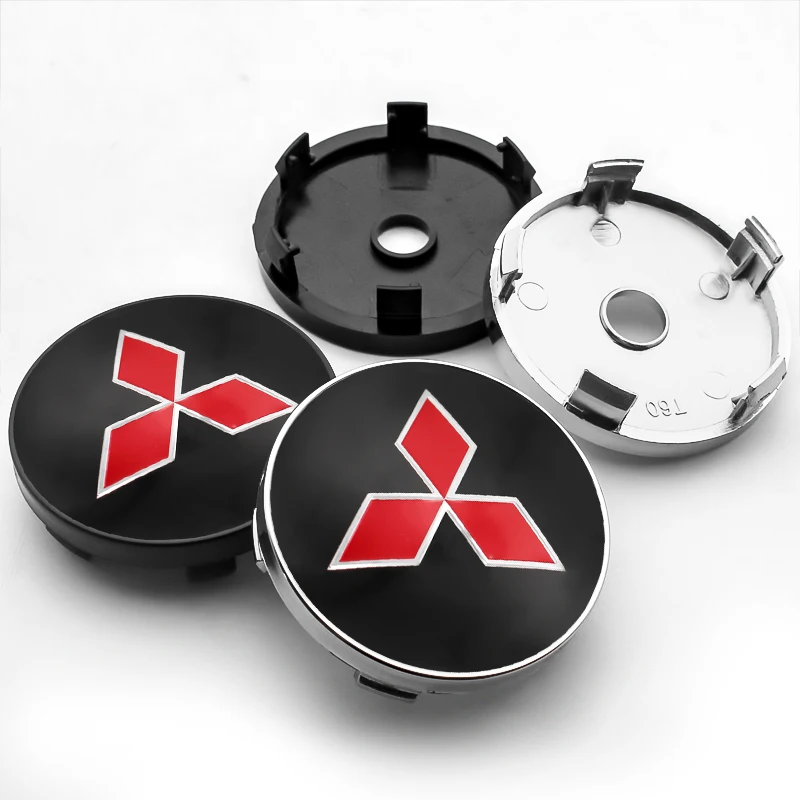 4 Uds 56mm 60mm tapacubos centrales de rueda de coche emblema pegatina Auto Logo calcomanías para Mitsubishi RalliArt ASX Pajero Montero Lancer