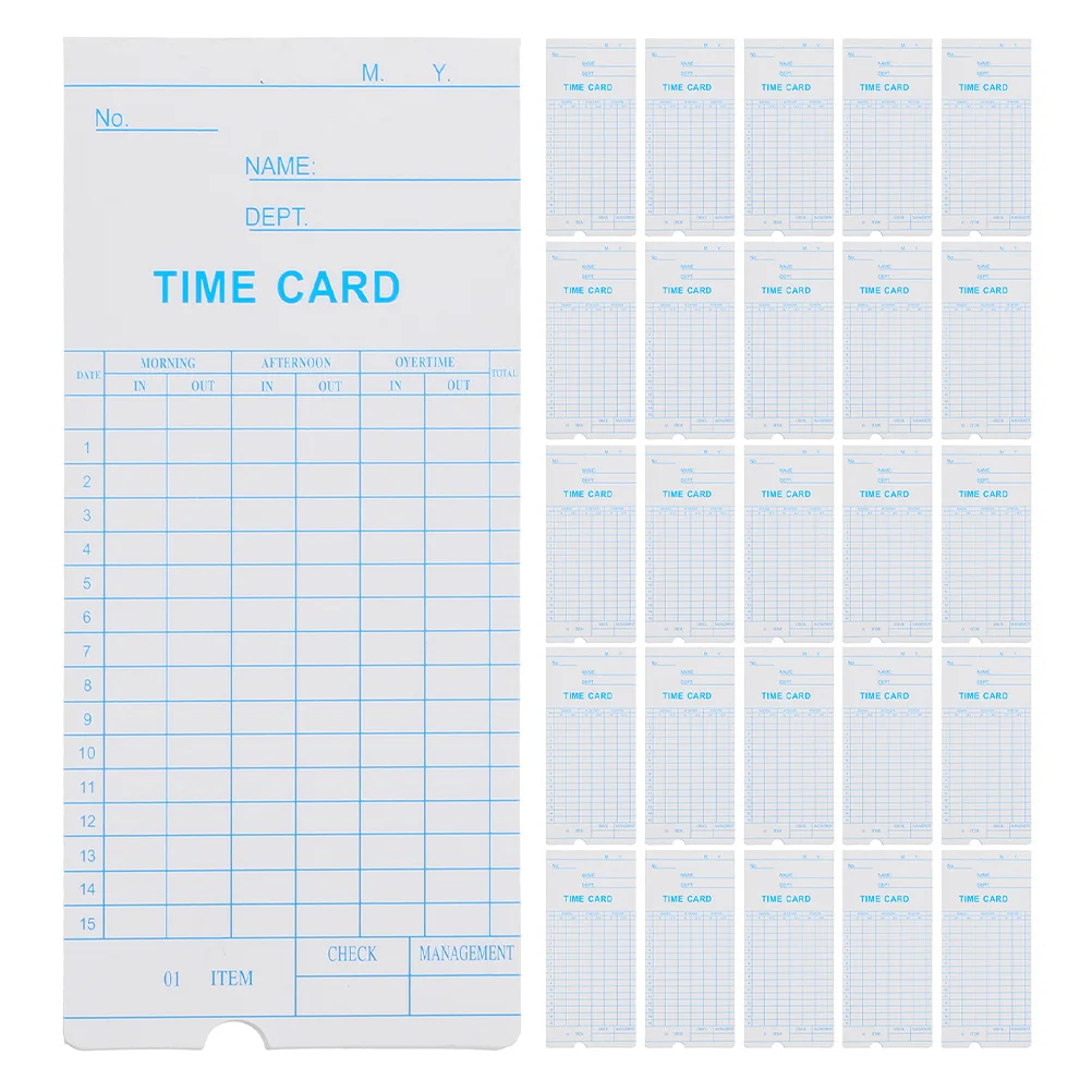 100Pcs Attendance Cards Management Paper Cards Employee Time Tracking for Offices Restaurants Hotels