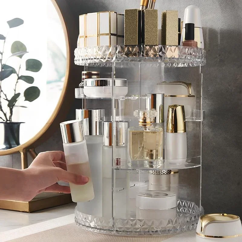 Household Fashion Storage Box 360° Rotating Makeup Organizer Desktop Makeup Stand Acrylic Cosmetics Lipstick Display Case