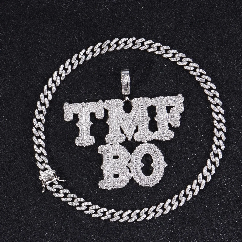 

Hip Hop Customized Number Letter Pendant Iced Out Cuban Chain Custom Any Initial Necklace Jewelry Mother's Day Charm Nameplate