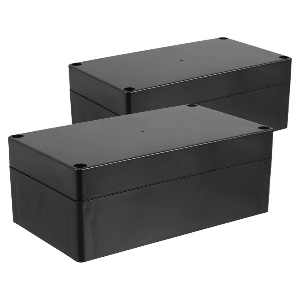 2Pcs Waterproof Junction Box Black Plastic Outdoor Electrical Enclosure Easy Installation Weatherproof Power Connection Case
