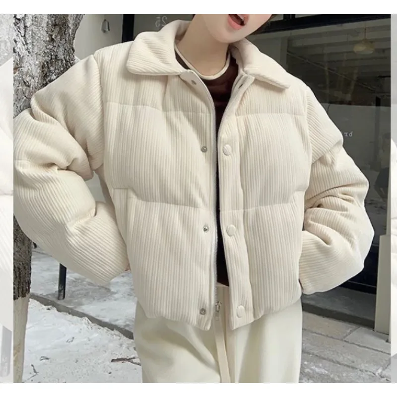 2025 Autumn and Winter New Zipper Double-sided Snap Button Corduroy Jacket Cotton Jacket