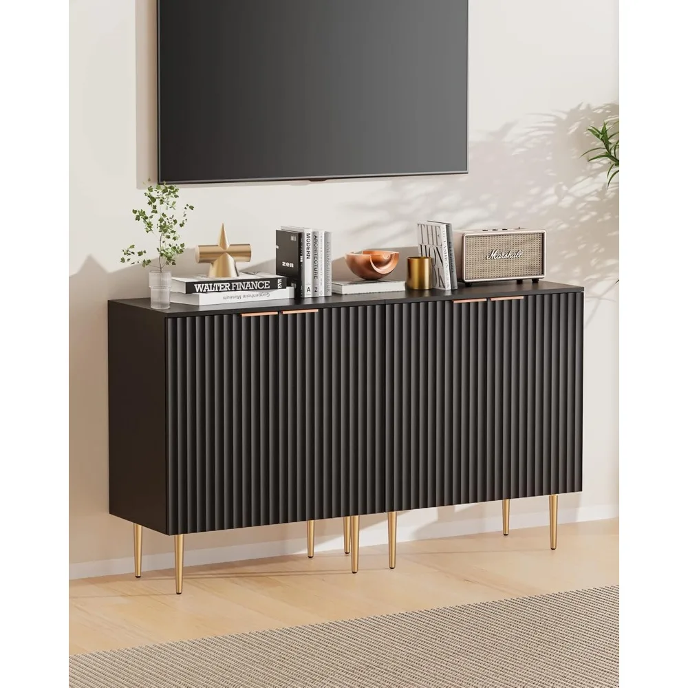 Sideboard 2 Piece Set, Modern Sideboard Buffet Table Decorative Cabinet with Door Adjustable Shelves, Kitchen Living Room