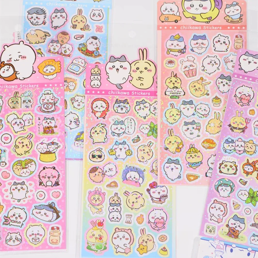 Image of 1-60 Stück Anime Chiikawa Hachiware Gemischte Laser-Aufkleber Cartoon Usagi Kawaii Schüler Guka Handwerk Dekorative Materialien Mädchen Geschenke