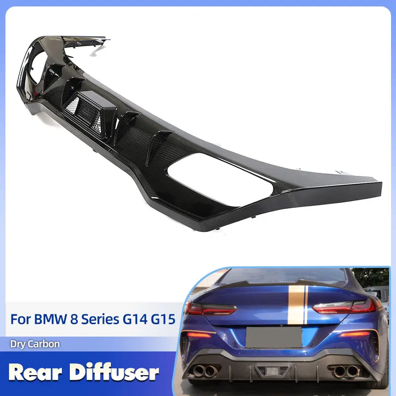 

Rear Bumper Diffuser Spoiler Prepreg Dry Carbon for BMW 8 Series G14 G15 M-Sport 2-Door 2018-2023 Racing Rear Apron Lip Body Kit