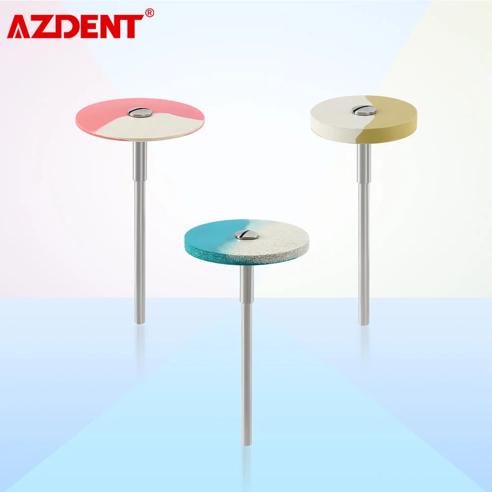 AZDENT Dental Rubber Diamond Polisher Wheel Disc For Porcelain Zirconia Restorations Polishing HP2.35mm Dentistry Polish Tools