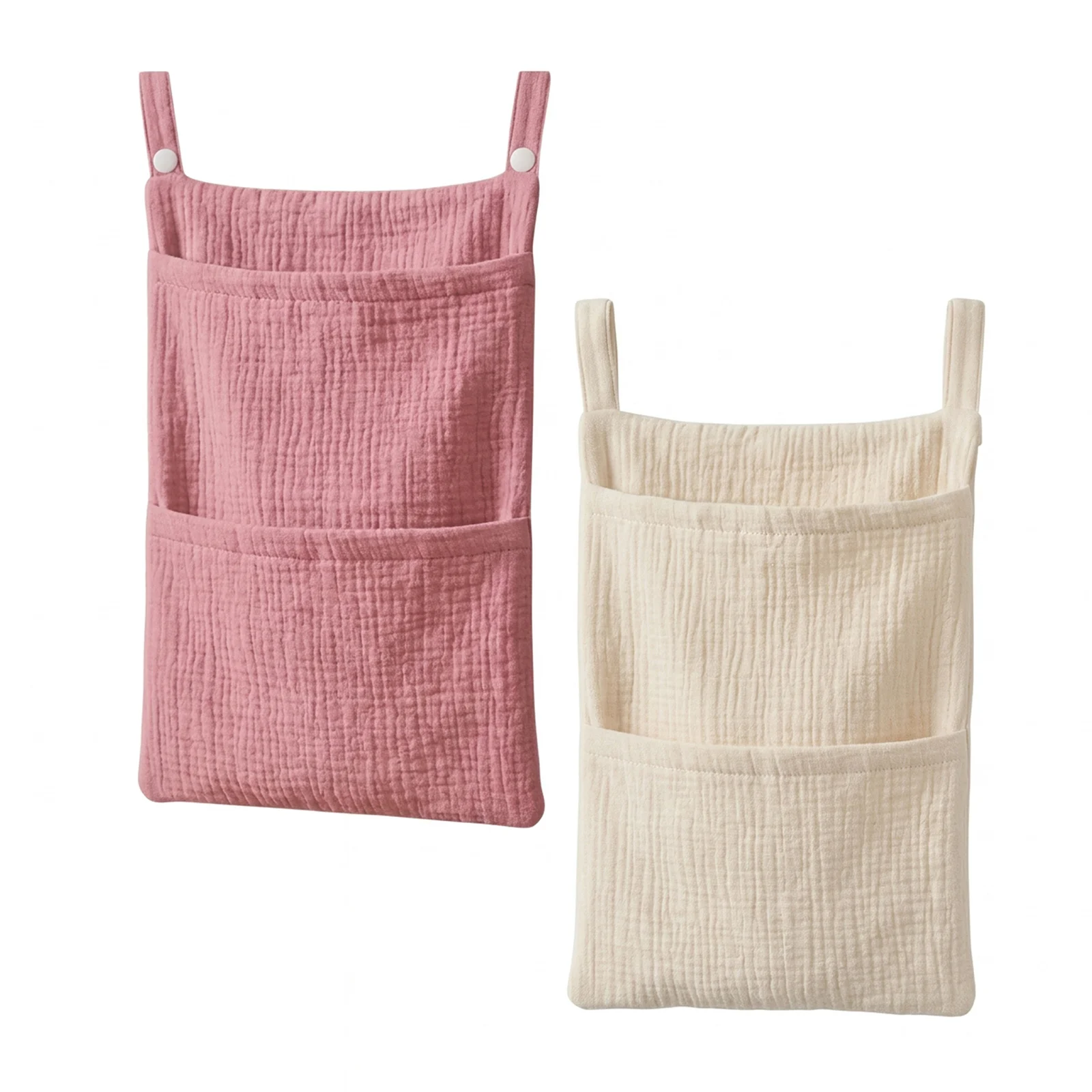Baby Bedside Bag Portable Diaper Storage Bag Feeding Bottle Organizing Bag Cotton Hanging Bag Multi-pocket Organizer
