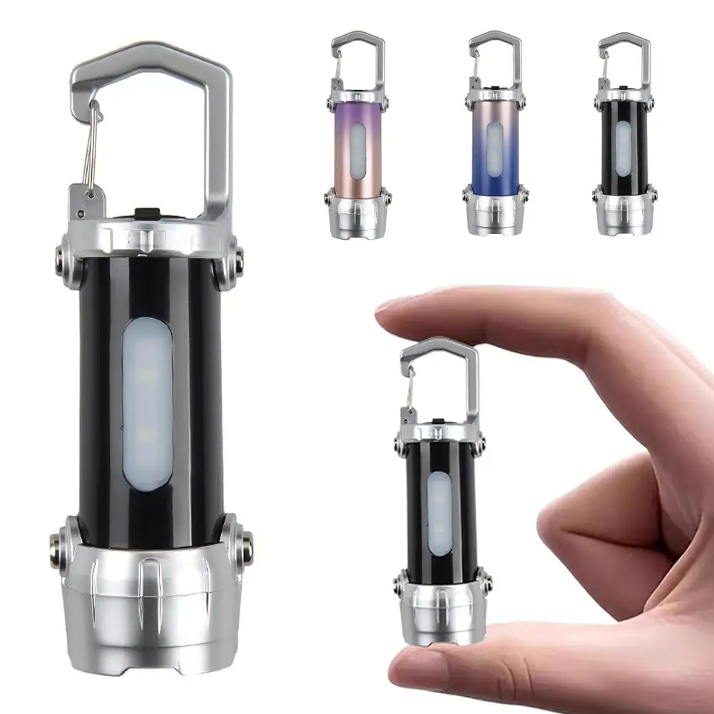 High Power COB LED Keychain Light Portable Rechargeable Hanging Flashlight For Outdoor Camping Waterproof Lantern Pocket Lamp