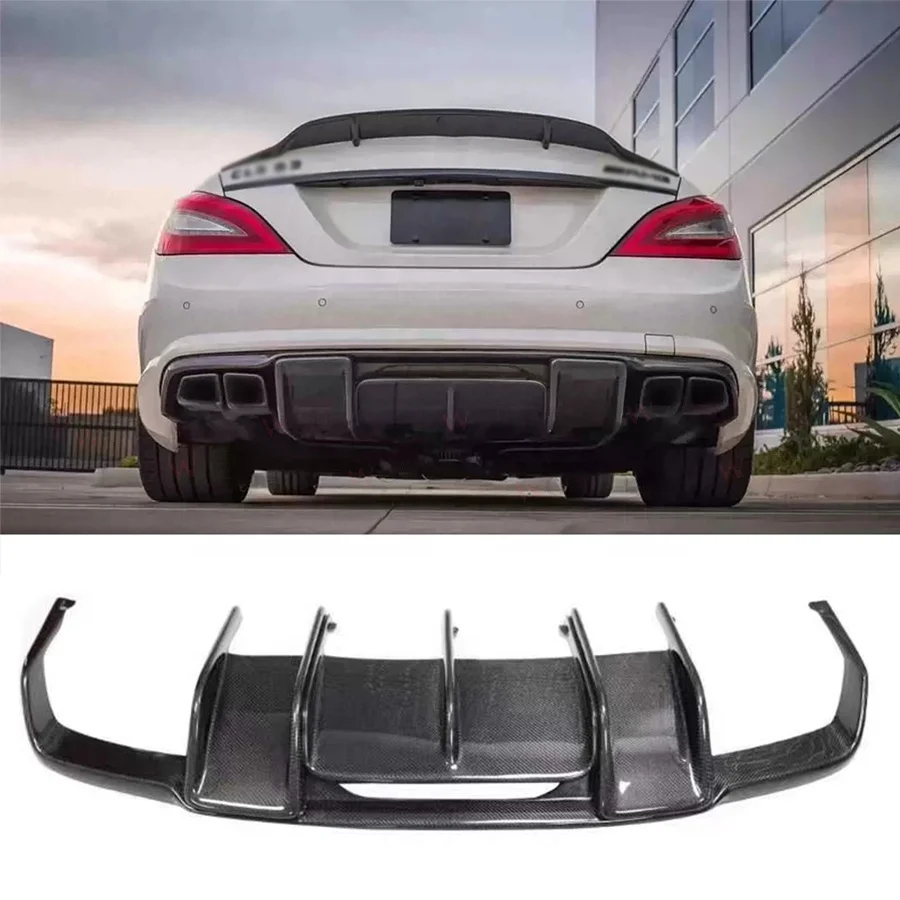 

Real Carbon Fiber Rear Bumper Lip With Light For Mercedes Benz CLS Class W218 CLS350 CLS63 AMG 2011-2018 Rear Diffuser