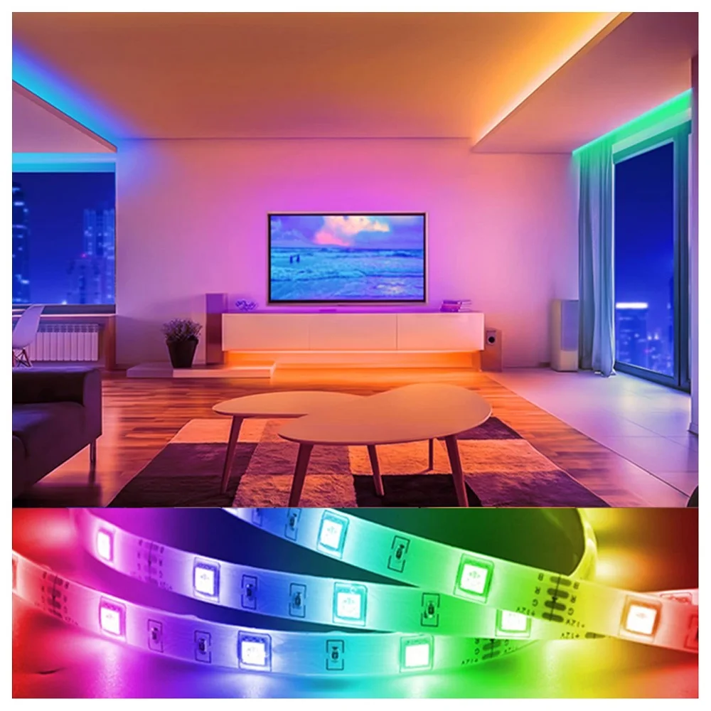 Lampu Led Strip USB 5V RGB 5050 Lampu Bluetooth dengan Remote Control Dekorasi Kamar Tidur Lampu Natal Musik Aksesori