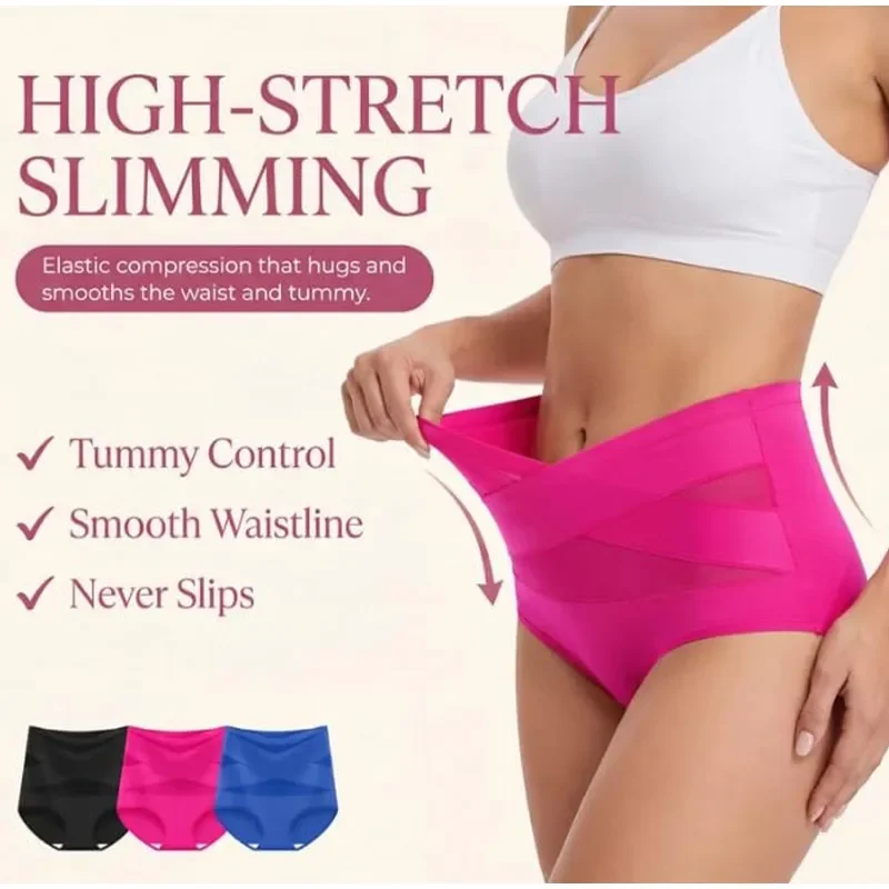 Cross Compression Light Shaping Panties Tummy Control Seamless Shapewear Shorts Body Shaper Briefs Soft Full-coverage Underwear