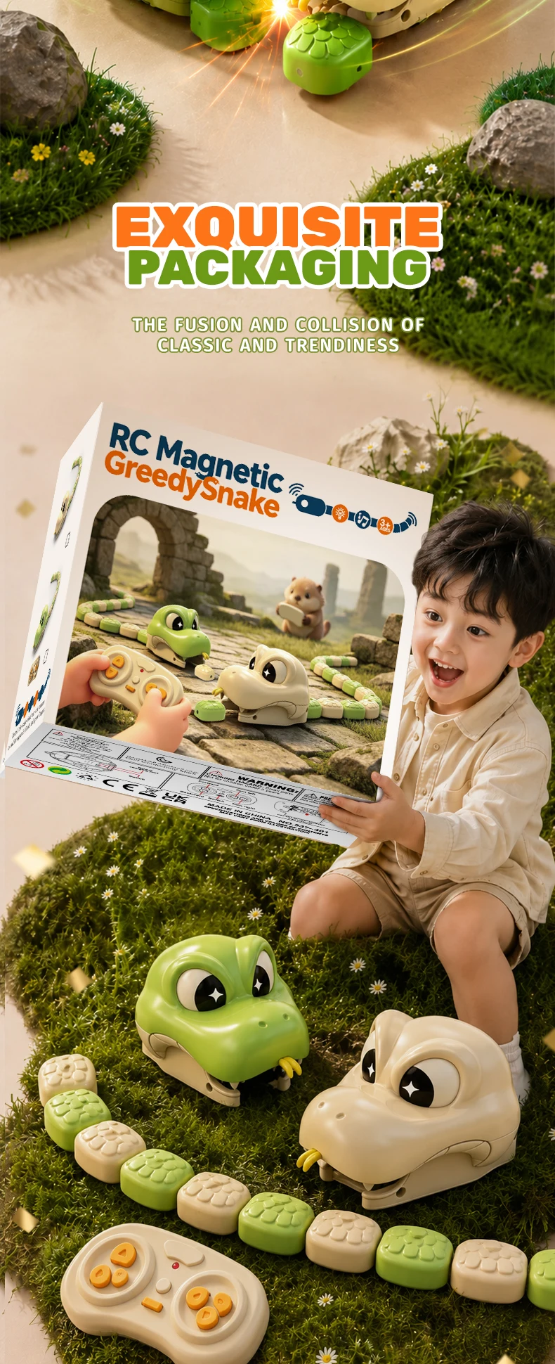 2026 Magnetisches Schlangenspiel mit Fernbedienung, interaktives 3D-Klassiker-Wachstumsspiel für zwei Spieler, für Unterhaltung zu Hause und auf Partys – Detail 8