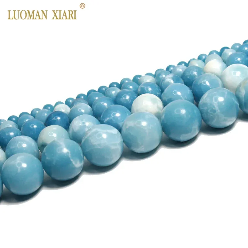 Fine AAA 100% Natural Sky Blue China Larimar Round Natural Stone Beads For Jewelry Making DIY Bracelet Necklace  4/6/8/10/12mm