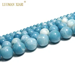 Fine AAA 100% Natural Sky Blue China Larimar Round Natural Stone Beads For Jewelry Making DIY Bracelet Necklace  4/6/8/10/12mm