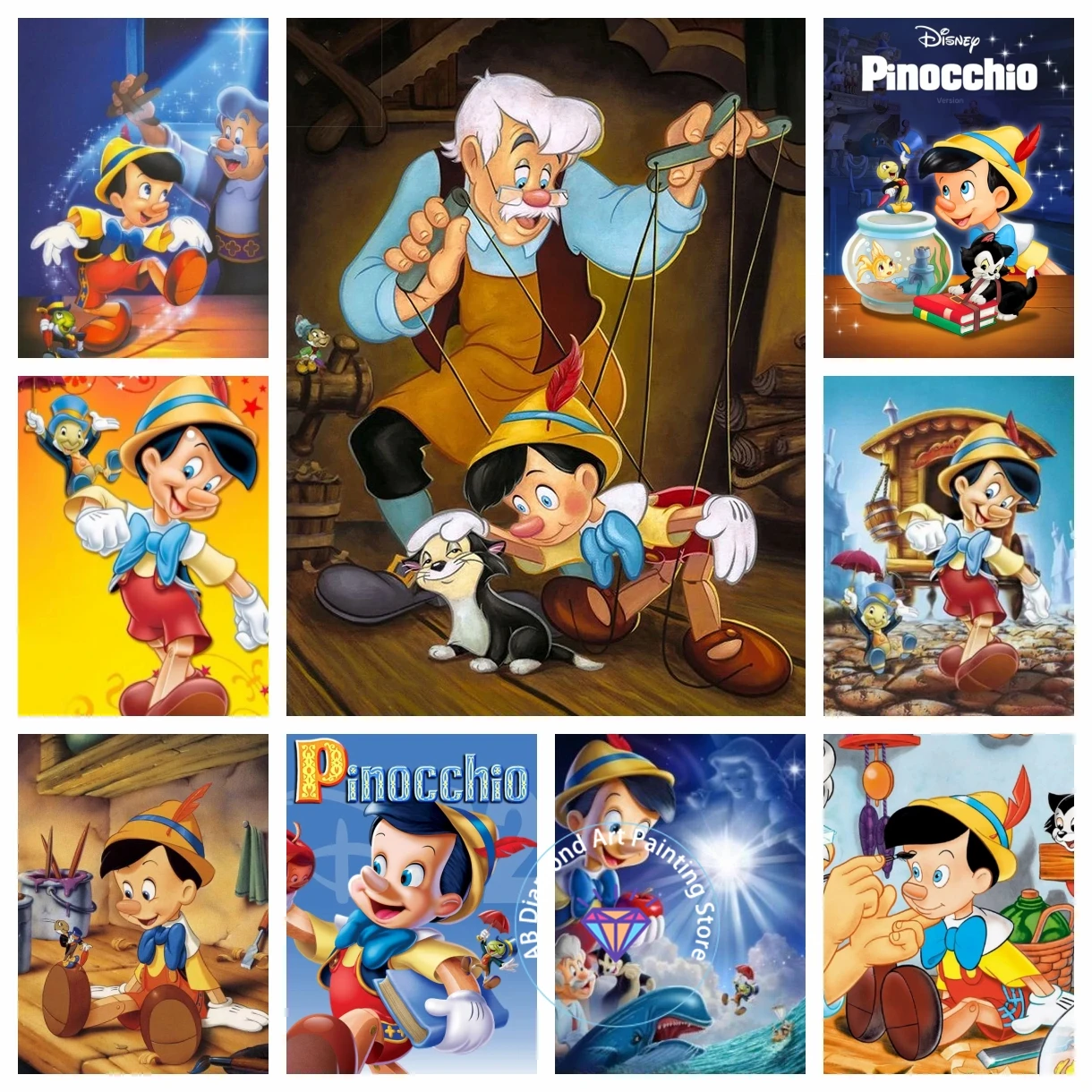 

Disney AB Diamond Painting Art Boy Embroidery Pinocchio Mosaic Cartoon Cross Stitch Home Decor Children's Gift Crafts