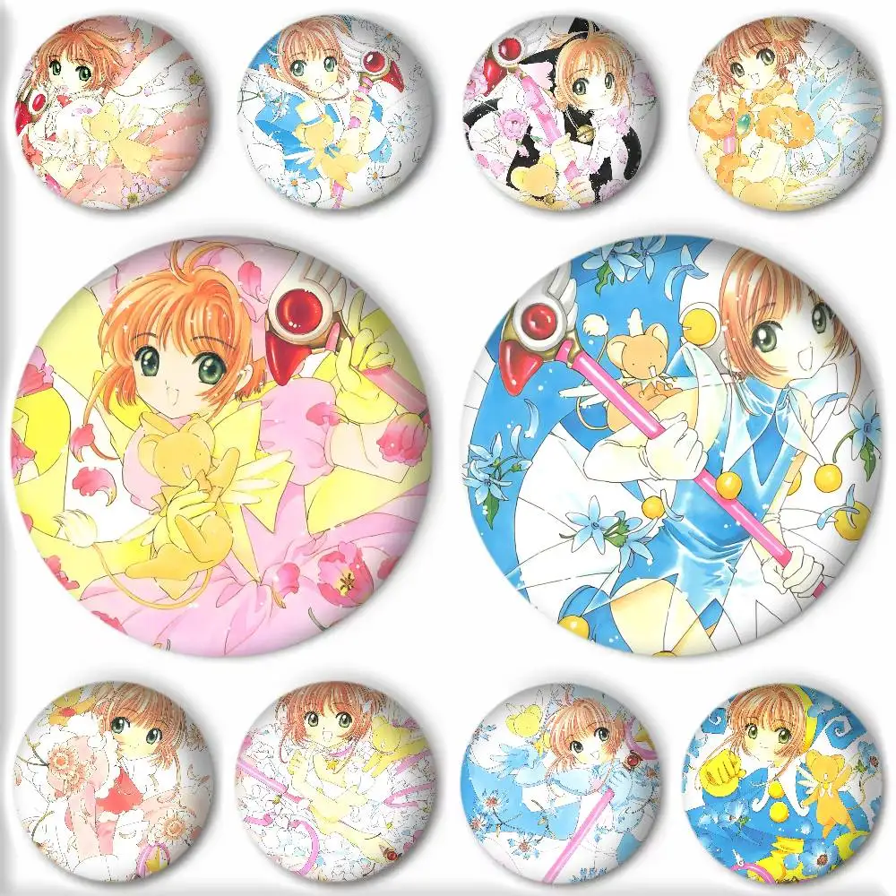 Classic Japanese Manga C-Cardcaptor S-Sakura illustrations Badges Round Cosplay Pin Bag Decor Fans Collect Friends Gifts Brooch