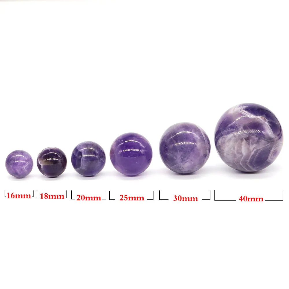 Boules en pierre naturelle d'améthyste, sphère de cristal, guérison Reiki, spécimen minéral, Globe Chakra, décoration de maison, 16mm, 18mm, 20mm, 25mm, 30mm, 40mm
