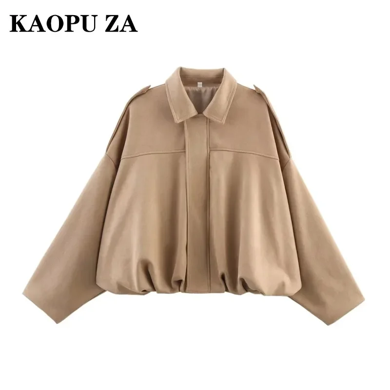 KAOPU ZA الكورية نمط عارضة طويلة الأكمام سترة قصيرة الشارع أزياء ربيع جديد وصول فضفاضة تناسب معطف المرأة