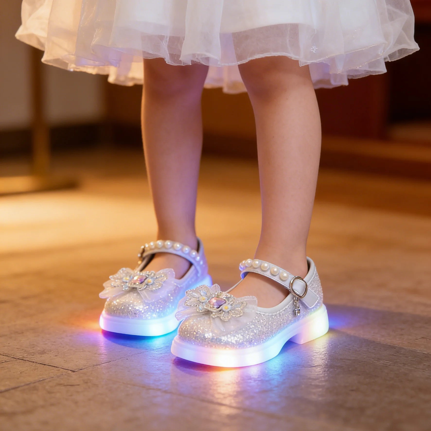 

Disney Children's High Heel Princess Elsa Party LED Light Shoes Summer Girls Sandals Baby Girls' Crystal Blue Pink Shoes 23-34