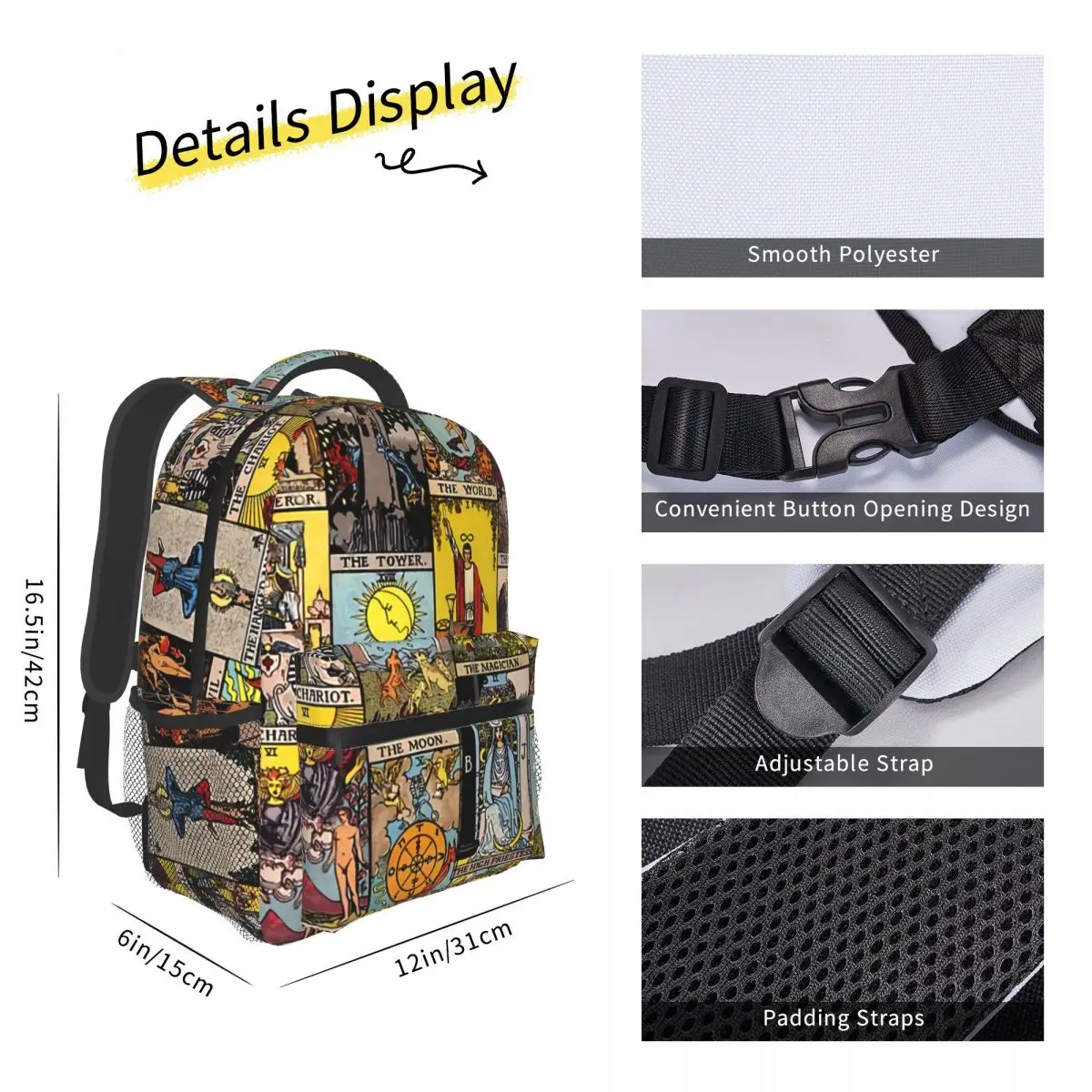 Imagem -03 - Grande Arcana Estudantes Bolsas de Escola Mistério Tarô Cartão Menino Menina Moda Adolescentes Livros Mochila Macio Unisex o