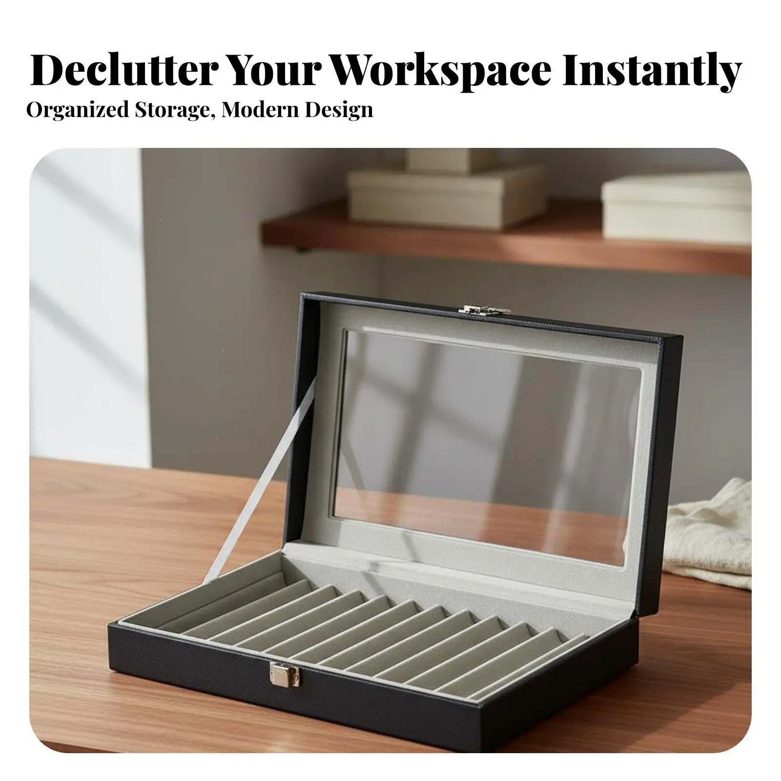 PU Leather Pen Case Organizer Display Box Multi Slot Writing Instruments Holder for Office Desk Storage