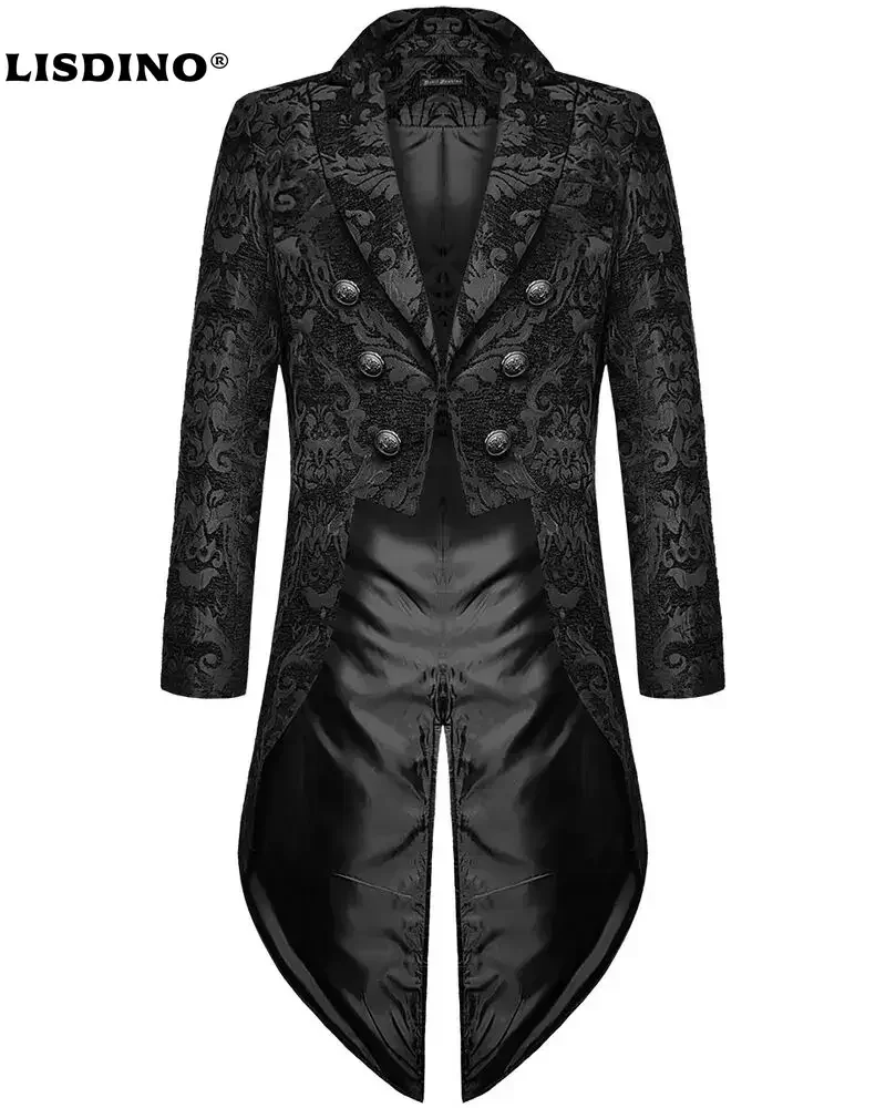 Diable mode hommes gothique Steampunk Tailcoat veste noir brocart damassé mariage Cosplay Costumes