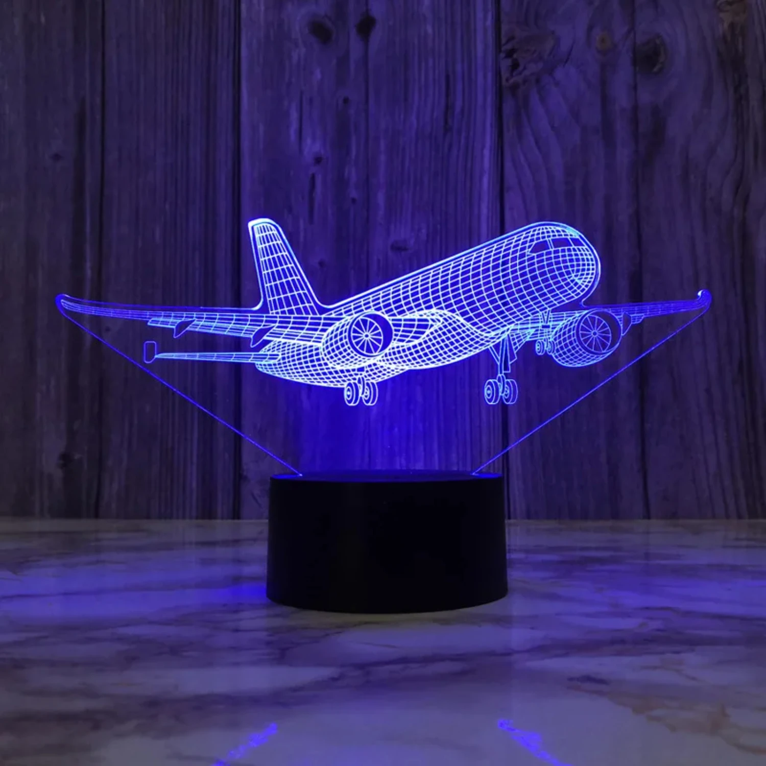 Bright and Colorful 3D Airplane Night Light for Boys - Cool and Unique LED Kids Bedside Table Lamp - Eye-catching and Fun USB Po