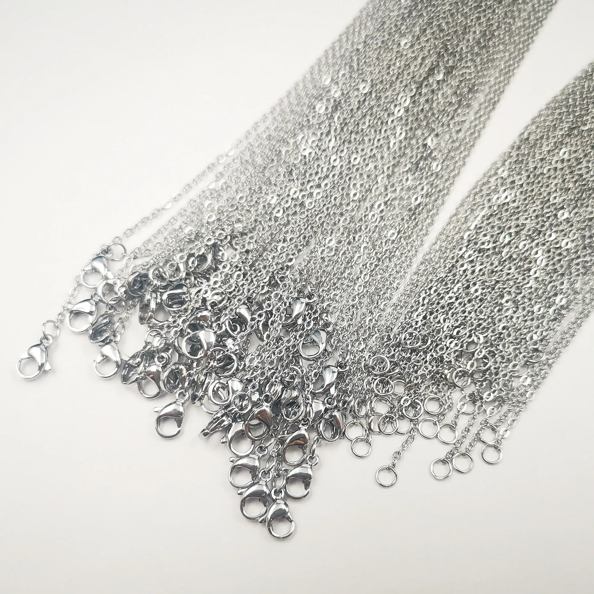 

Lot 100pc Silver Stainless Steel Women Fashion joint O Cross Chain Necklace 1.5mm 18'' 22inch