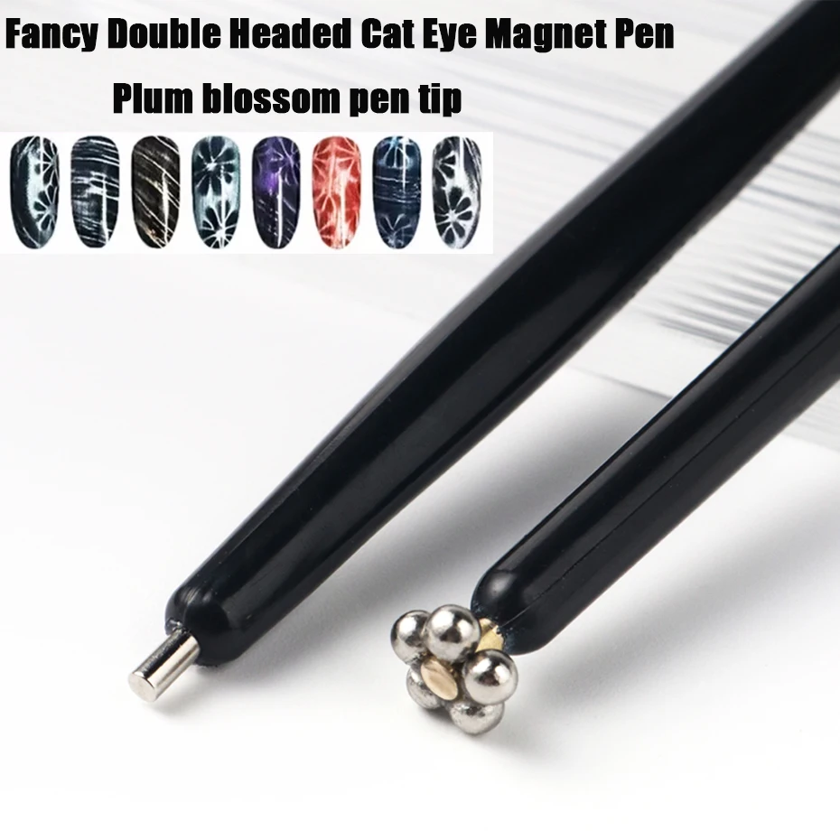 Stylo magnétique œil de chat fantaisie à Double tête, pour Nail Art, avec forte Force magnétique professionnelle, outils de manucure, 1/2 pièces