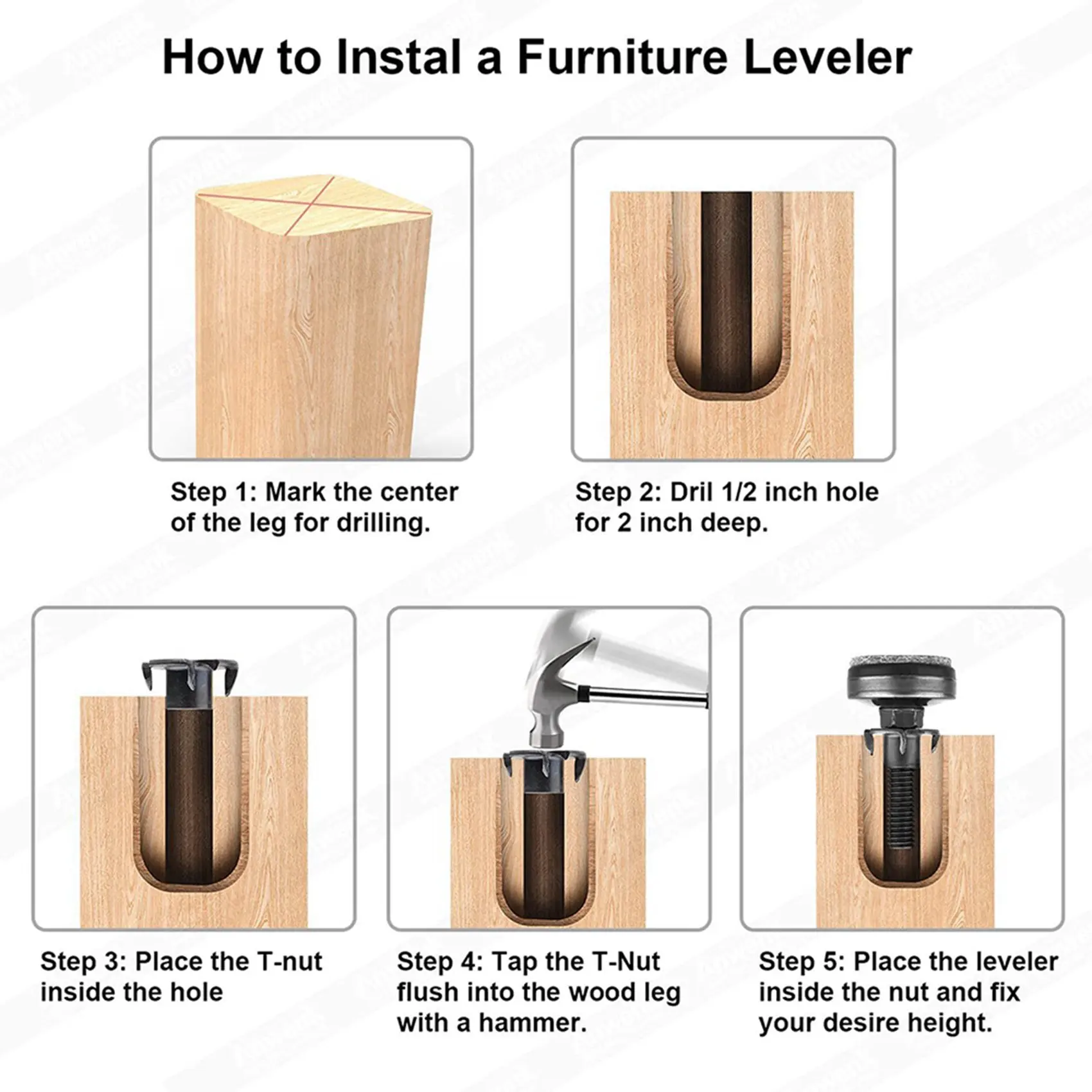 AT19-16Pcs Furniture Levelers Heavy Duty Furniture Leveling Feet Adjustable Leg Levelers For Cabinets Tables Chairs Raiser