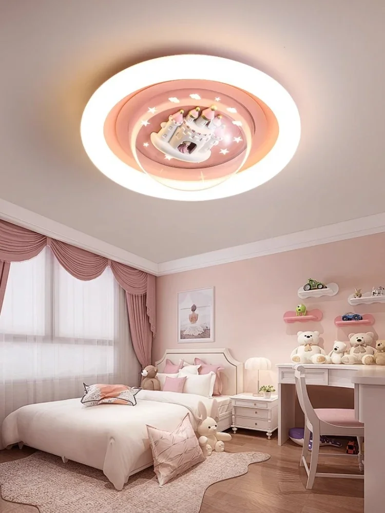 SANDYHA Nordic Bedroom Decoration Ceiling Lights Circular Castle Design for Children's Room Acrylic Lampshade Lighting Fixtures