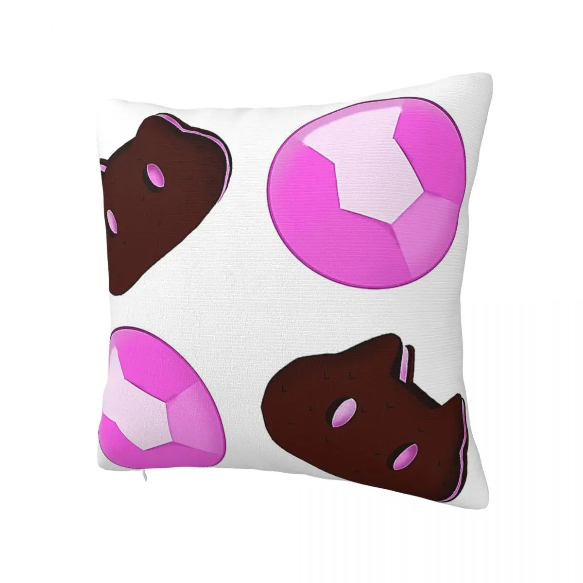 Pink Gemstone And Cat Cookies Doodle Square Pillow White Square pillow