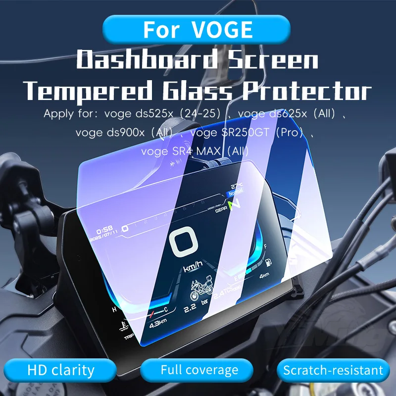 For Voge 625X DS525X 900X SR4 MAX Motorcycle Cluster Scratch Protection Film Instrument Panel Tempered Glass Screen Protector