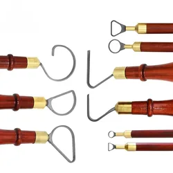 Tungsten Steel Ring-shaped Double-head Trimming Scraper Wooden Handle Sculpture Trimming Ceramic Texture Carving Pottery Tool