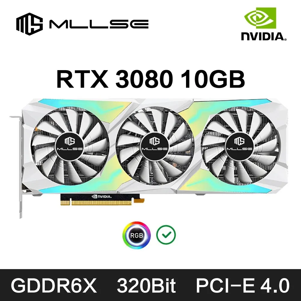 MLLSE RTX 3080 10GB Graphics Card GDDR6X 320 Bit PCI-E 4.0×16 8+8Pin NVIDIA GPU RGB Lighting Gaming Video Card Placa De Video