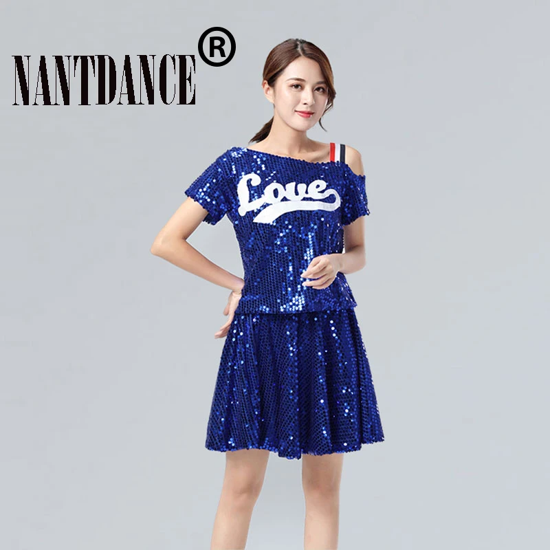 Kpop Jazz Dance Kostüme für Frauen Hip Hop Kleidung Disco Bling Pailletten Jazz Street Dance Anzug Frauen Bühne Leistung Outfits