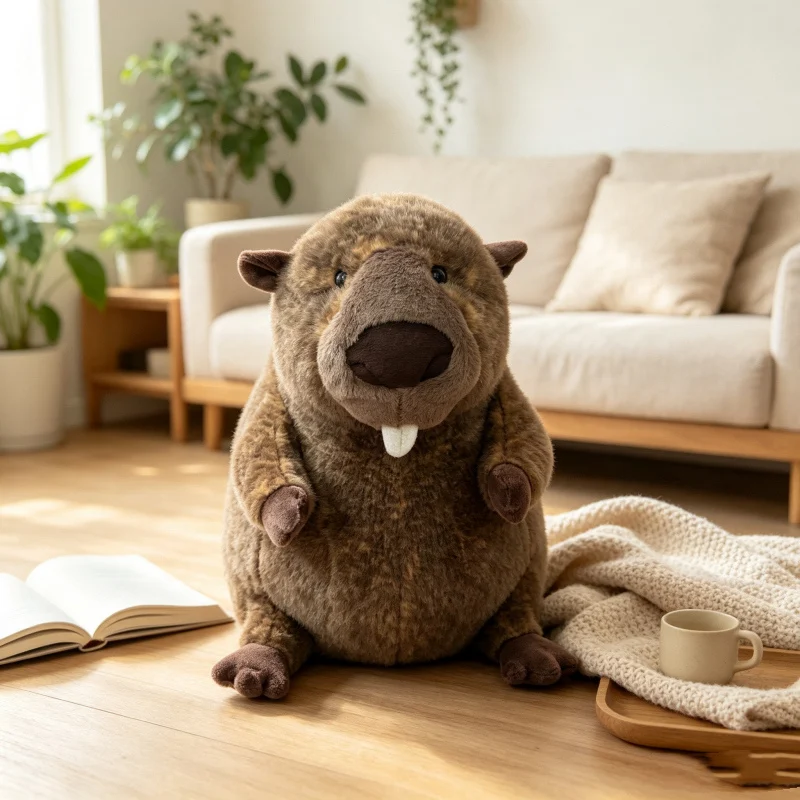 Beaver Plush Doll Realistic Fluffy Capybara Stuffed Animal Toy Cute Rodent Plushie Creative Home Sofa Decoration Birthday Gift