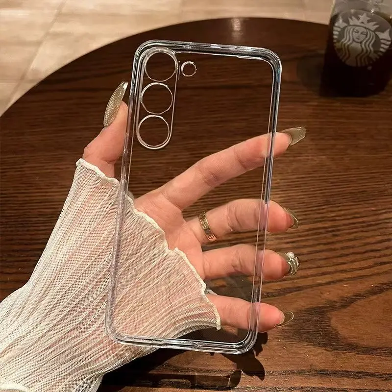 Hohe klare Silikon-Handyhülle für Samsung Galaxy S24 S25 S23 S22 S21 Plus S24 FE S25 Edge, ultradünne, transparente Abdeckung
