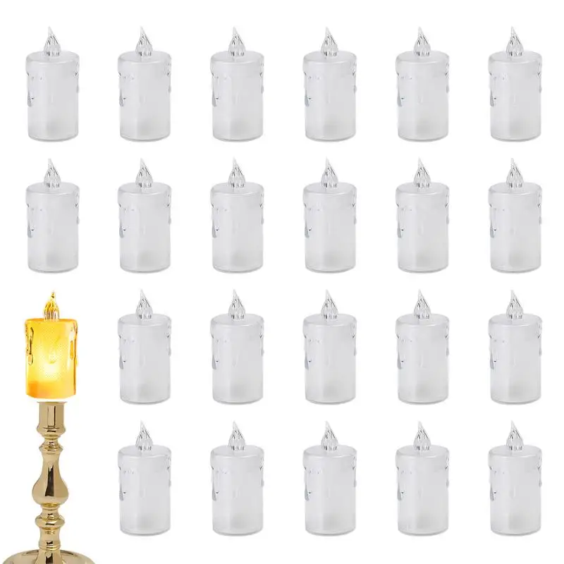 Flameless LED Candles Crystal LED Tealight Candle 24X Flashing Battery-Powered LED Small Candles Suitable for Weddings Dining