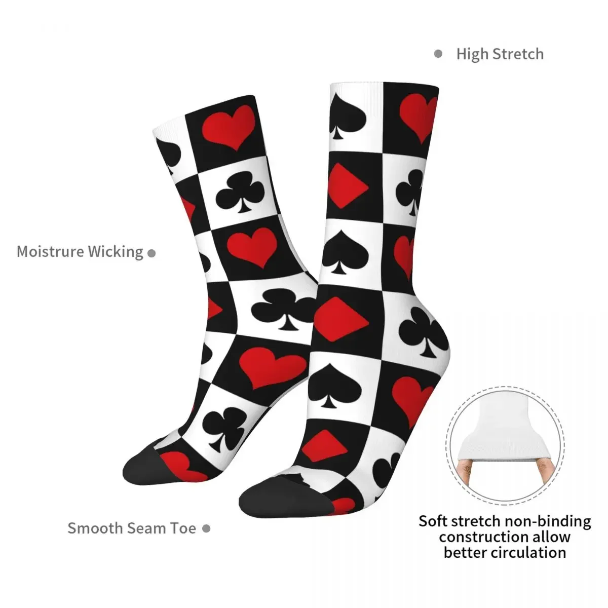 Playing Card Socks Harajuku Sweat Absorbing Stockings All Season Long Socks Accessories for Man's Woman's Birthday Present